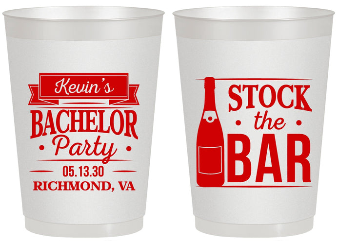 Personalized Bachelor Party 20 oz Frosted Cups - Stock The Bar | 40073