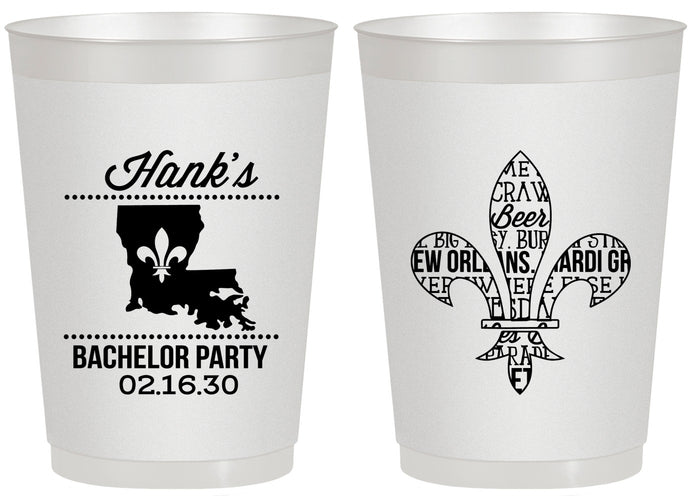 Personalized Bachelor Party 20 oz Frosted Cups - New Orleans | 40074