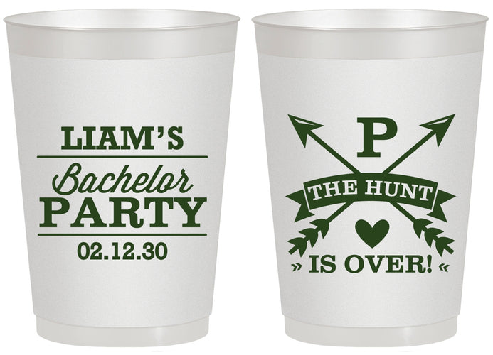 Personalized Bachelor Party 20 oz Frosted Cups - Hunt Is Over | 40082