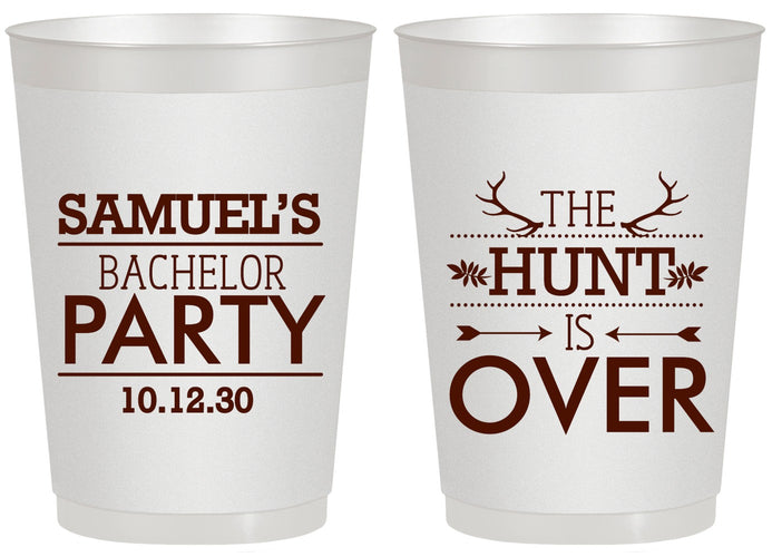 Personalized Bachelor Party 20 oz Frosted Cups - Hunt Is Over | 40084