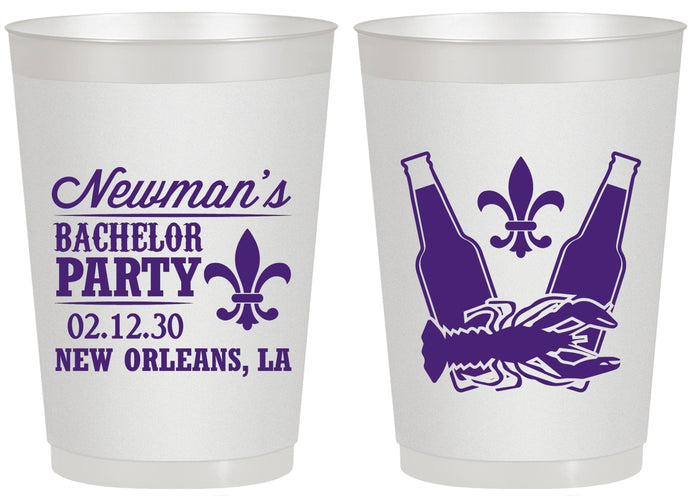 Personalized Bachelor Party 20 oz Frosted Cups - Mardi Gras | 40085
