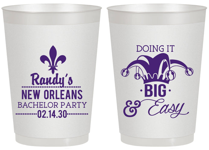 Personalized Bachelor Party 20 oz Frosted Cups - Mardi Gras | 40089