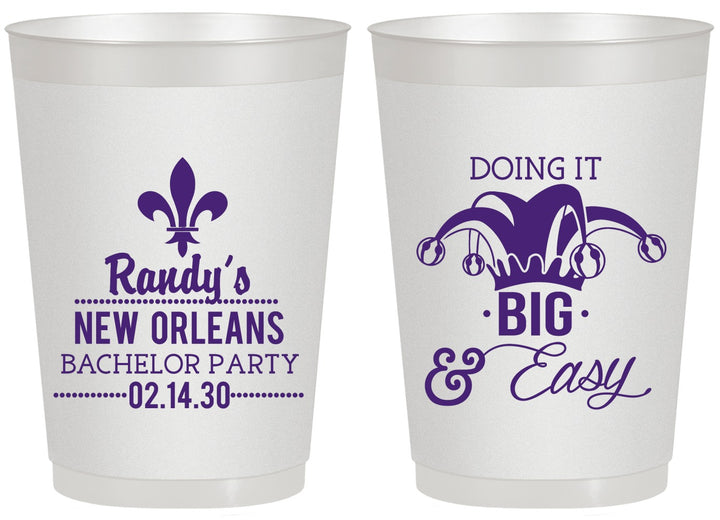 Personalized Bachelor Party 20 oz Frosted Cups - Mardi Gras | 40089