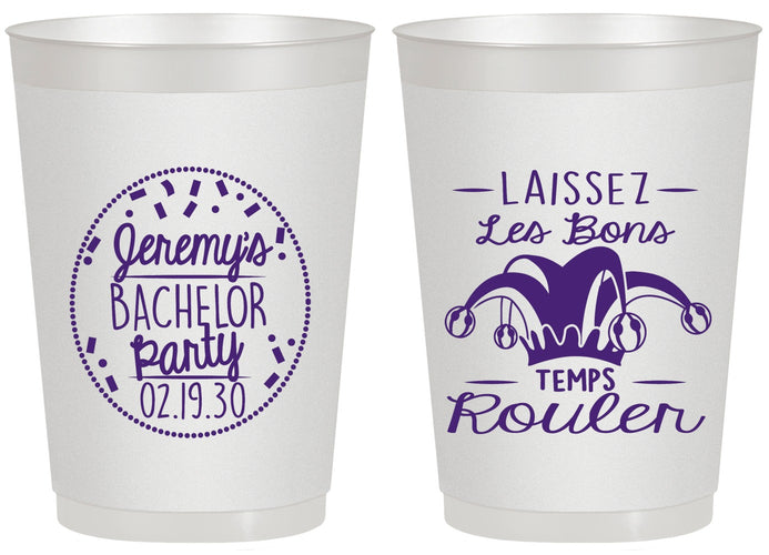 Personalized Bachelor Party 20 oz Frosted Cups - Mardi Gras | 40090