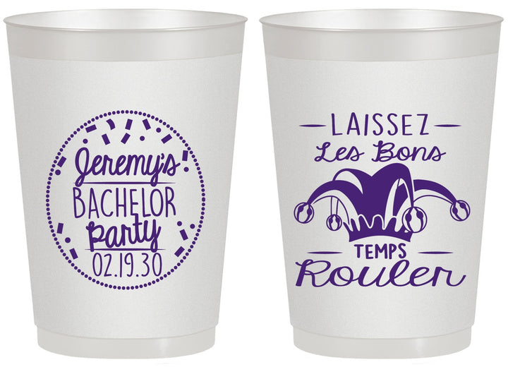 Personalized Bachelor Party 20 oz Frosted Cups - Mardi Gras | 40090