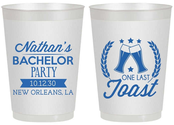 Personalized Bachelor Party 20 oz Frosted Cups - One Last Toast | 40095