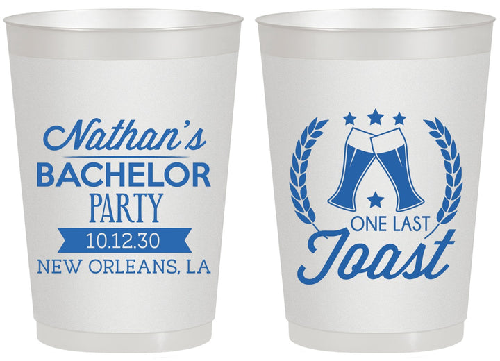 Personalized Bachelor Party 20 oz Frosted Cups - One Last Toast | 40095
