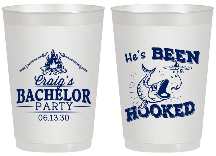 Personalized Bachelor Party 20 oz Frosted Cups - Fishing Hooked | 40096