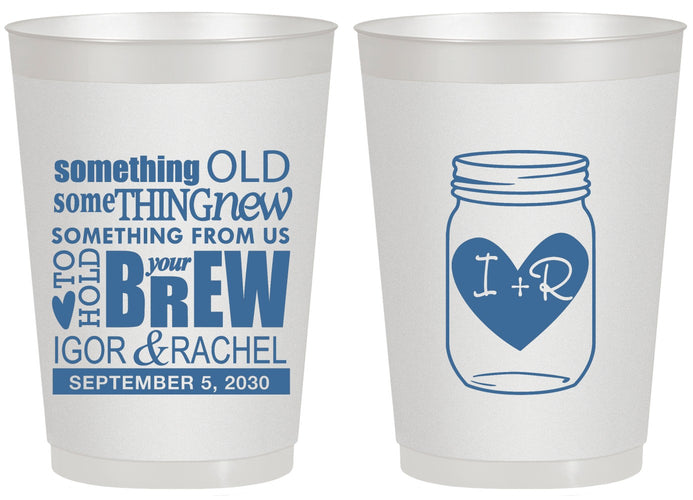 Personalized Wedding 20 oz Frosted Cups - Something Old Something New | 401