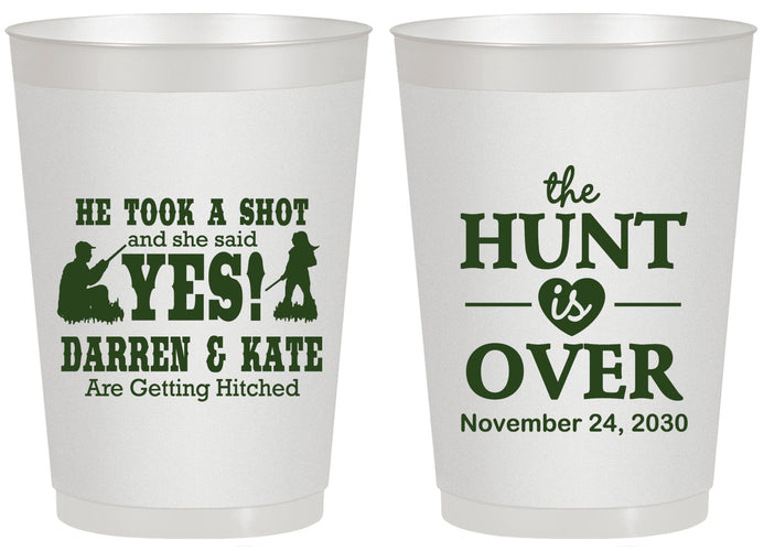 Personalized Wedding 20 oz Frosted Cups - The Hunt Is Over | 403