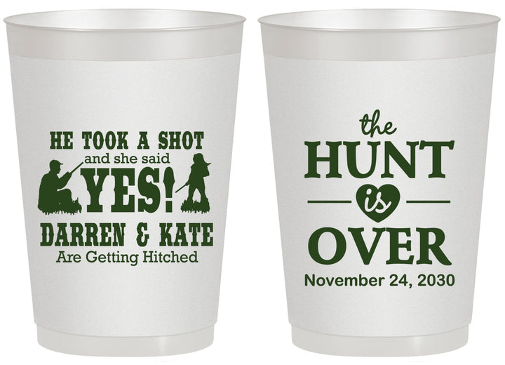 Personalized Wedding 20 oz Frosted Cups - The Hunt Is Over | 403