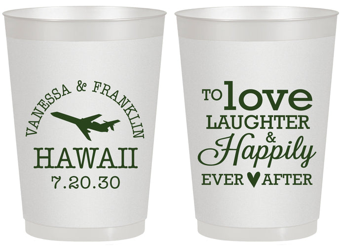 Personalized Wedding 20 oz Frosted Cups - Love Laughter Happily | 404