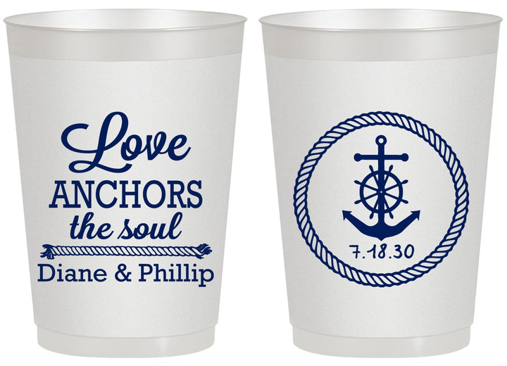 Personalized Wedding 20 oz Frosted Cups - Love Anchors The Soul | 405