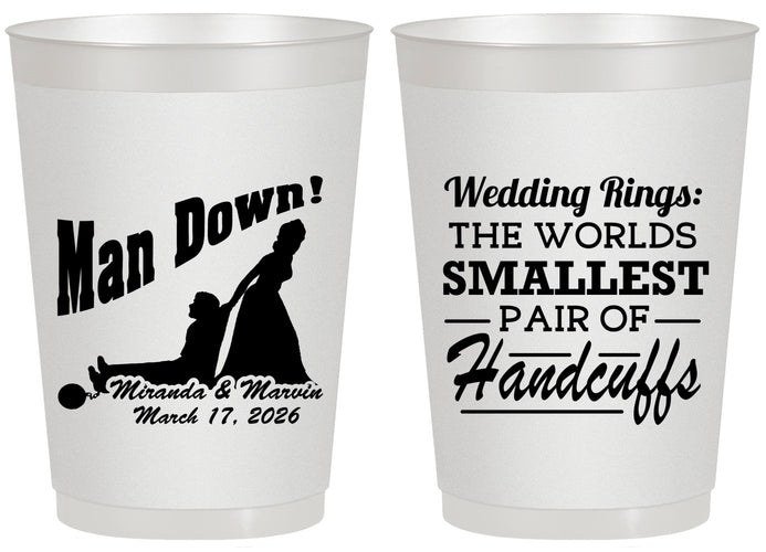 Personalized Wedding 20 oz Frosted Cups - Man Down | 407