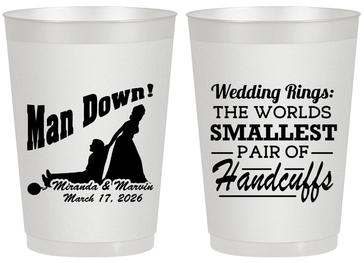 Personalized Wedding 20 oz Frosted Cups - Man Down | 407