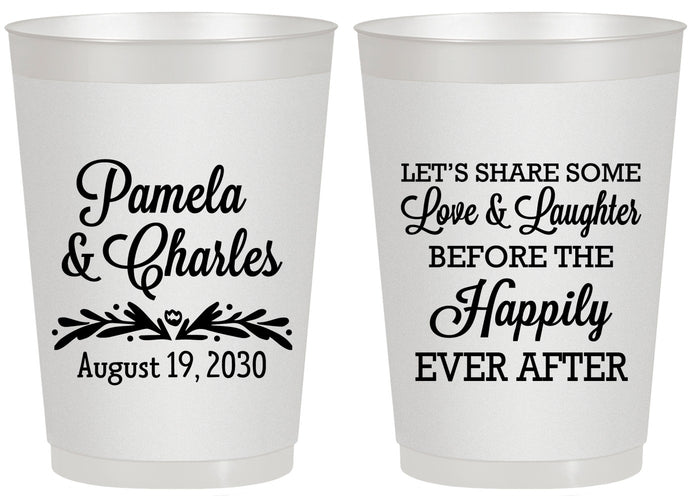 Personalized Wedding 20 oz Frosted Cups - Love Laughter Happily | 409