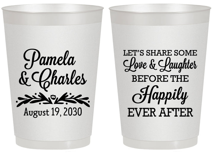 Personalized Wedding 20 oz Frosted Cups - Love Laughter Happily | 409