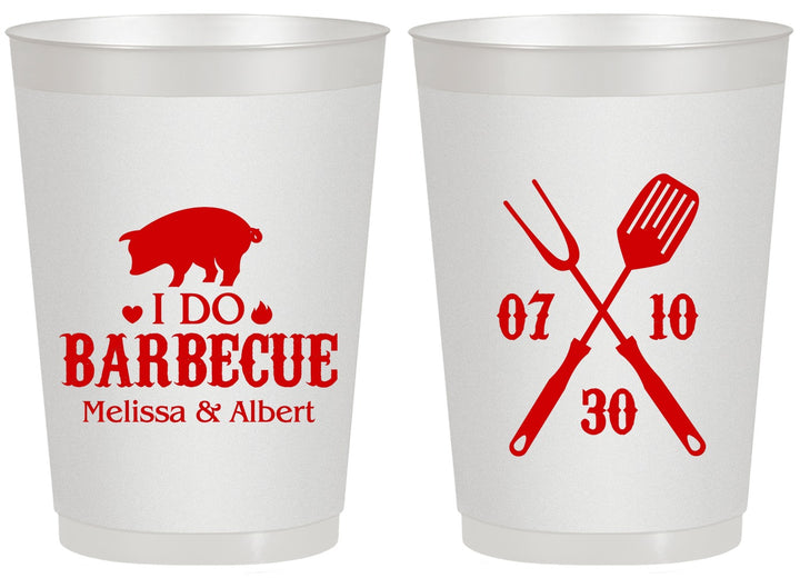 Personalized Wedding 20 oz Frosted Cups - I Do Barbecue Bbq | 410
