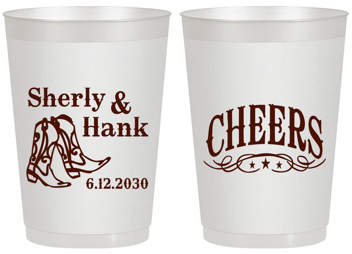 Personalized Wedding 20 oz Frosted Cups - Cheers Cowboy | 411
