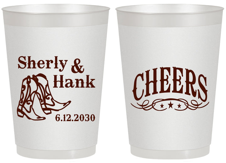 Personalized Wedding 20 oz Frosted Cups - Cheers Cowboy | 411