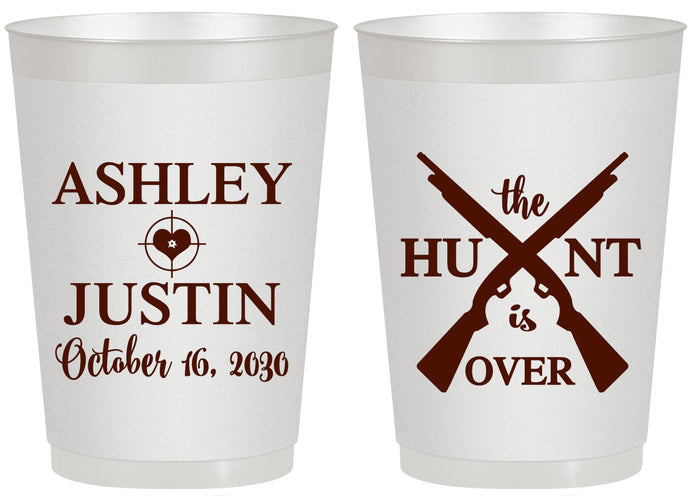 Personalized Wedding 20 oz Frosted Cups - The Hunt Is Over | 412