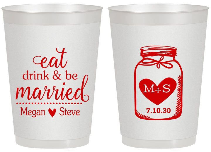 Personalized Wedding 20 oz Frosted Cups - Mason Jar | 415