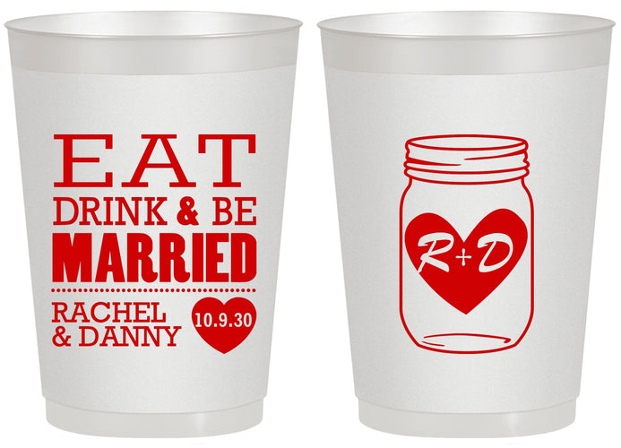 Personalized Wedding 20 oz Frosted Cups - Eat Drink Be Married | 417