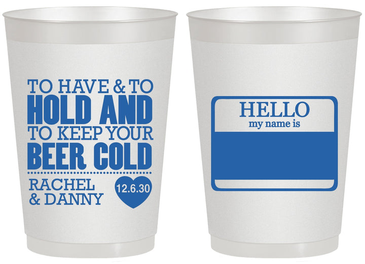 Personalized Wedding 20 oz Frosted Cups - Hello My Name Is | 418