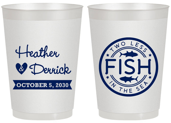 Personalized Wedding 20 oz Frosted Cups - Two Less Fish In The Sea | 420