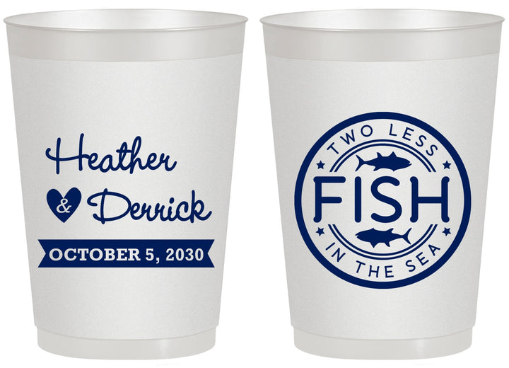 Personalized Wedding 20 oz Frosted Cups - Two Less Fish In The Sea | 420