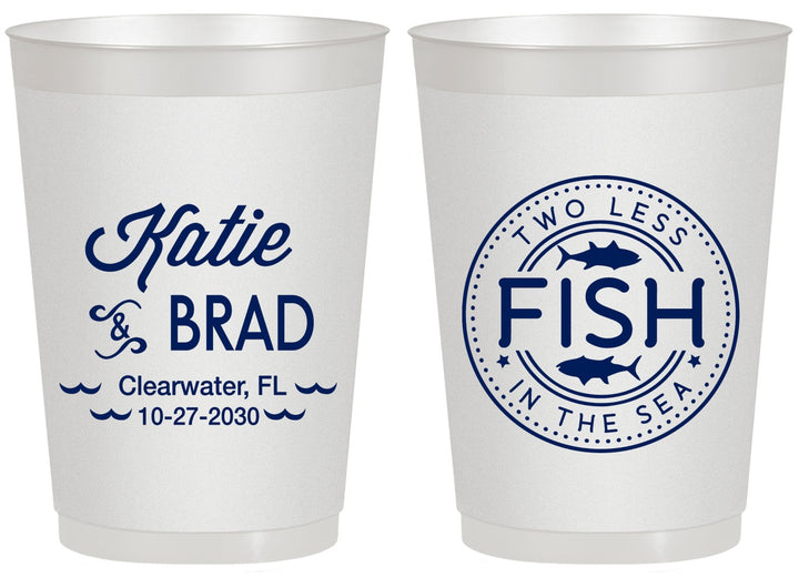 Personalized Wedding 20 oz Frosted Cups - Two Less Fish In The Sea | 421