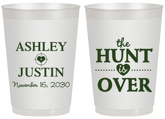 Personalized Wedding 20 oz Frosted Cups - The Hunt Is Over | 422