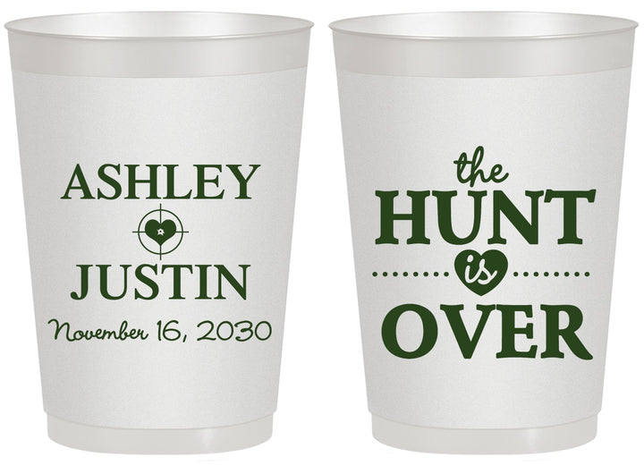 Personalized Wedding 20 oz Frosted Cups - The Hunt Is Over | 422