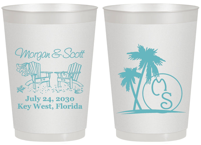 Personalized Wedding 20 oz Frosted Cups - Beach | 423