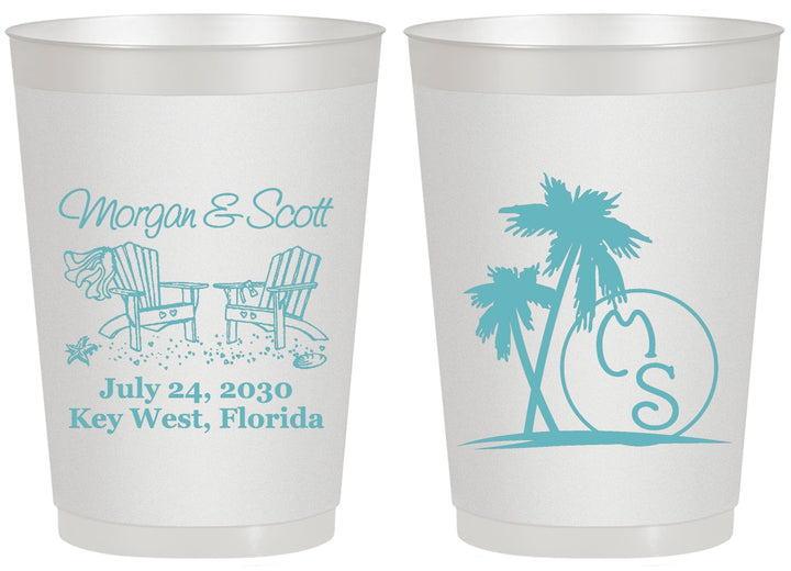 Personalized Wedding 20 oz Frosted Cups - Beach | 423