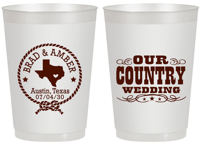 Personalized Wedding 20 oz Frosted Cups - Country Texas | 424