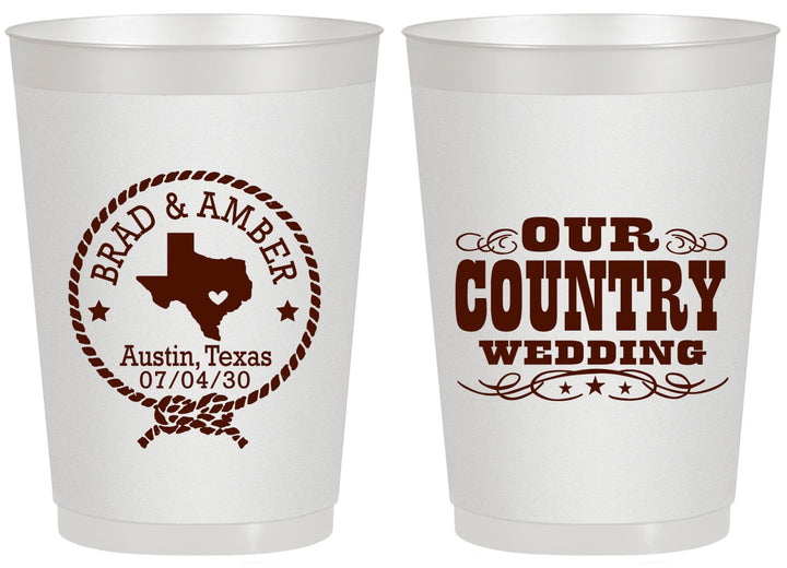 Personalized Wedding 20 oz Frosted Cups - Country Texas | 424