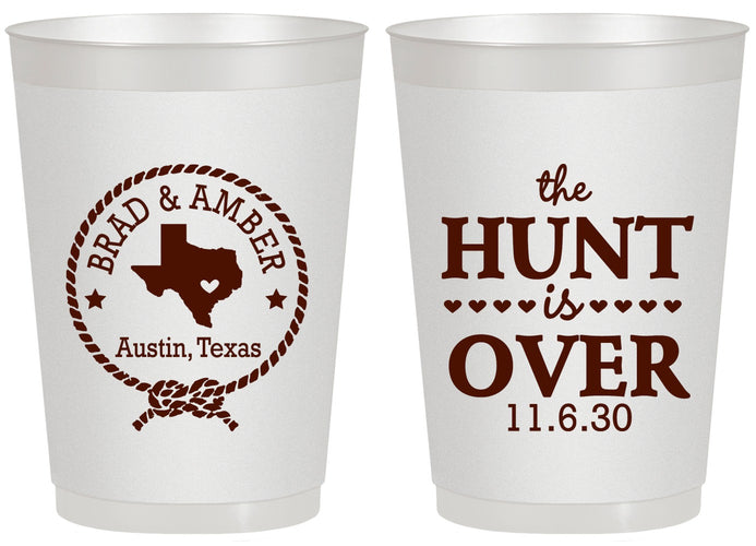 Personalized Wedding 20 oz Frosted Cups - The Hunt Is Over | 426
