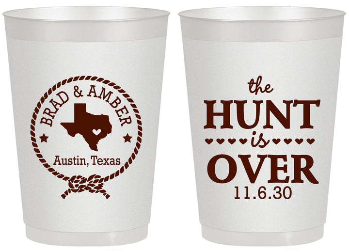 Personalized Wedding 20 oz Frosted Cups - The Hunt Is Over | 426