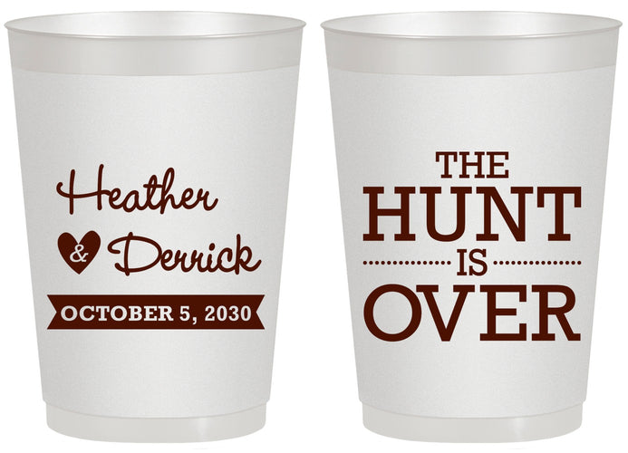 Personalized Wedding 20 oz Frosted Cups - The Hunt Is Over | 427