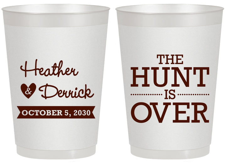 Personalized Wedding 20 oz Frosted Cups - The Hunt Is Over | 427