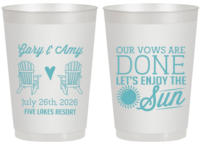 Personalized Wedding 20 oz Frosted Cups - Vows Are Done Enjoy Sun | 428
