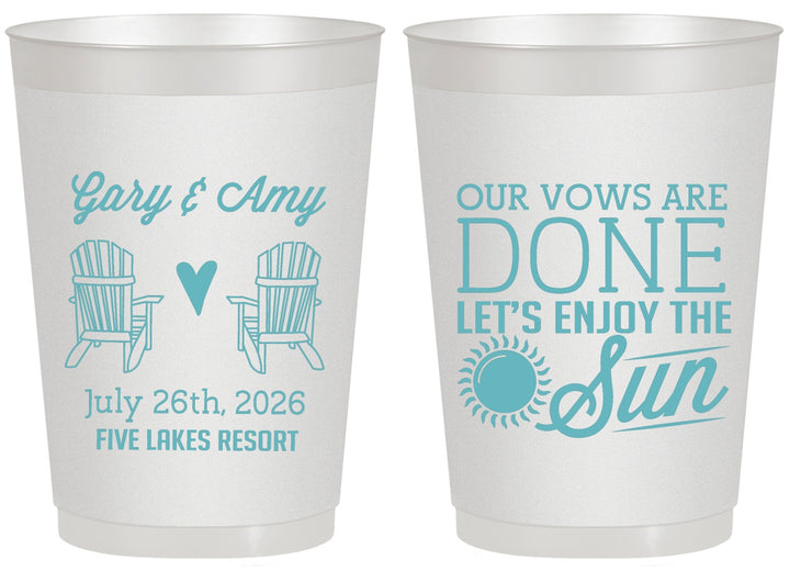 Personalized Wedding 20 oz Frosted Cups - Vows Are Done Enjoy Sun | 428