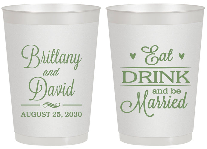 Personalized Wedding 20 oz Frosted Cups - Eat Drink Be Married | 430