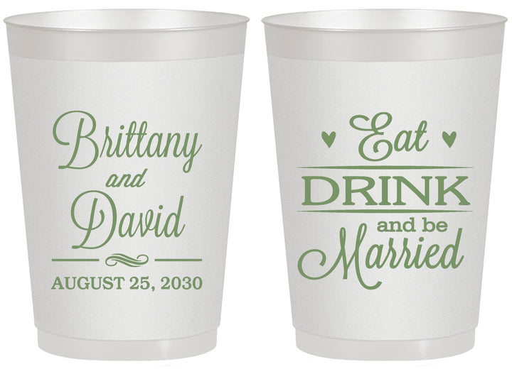 Personalized Wedding 20 oz Frosted Cups - Eat Drink Be Married | 430