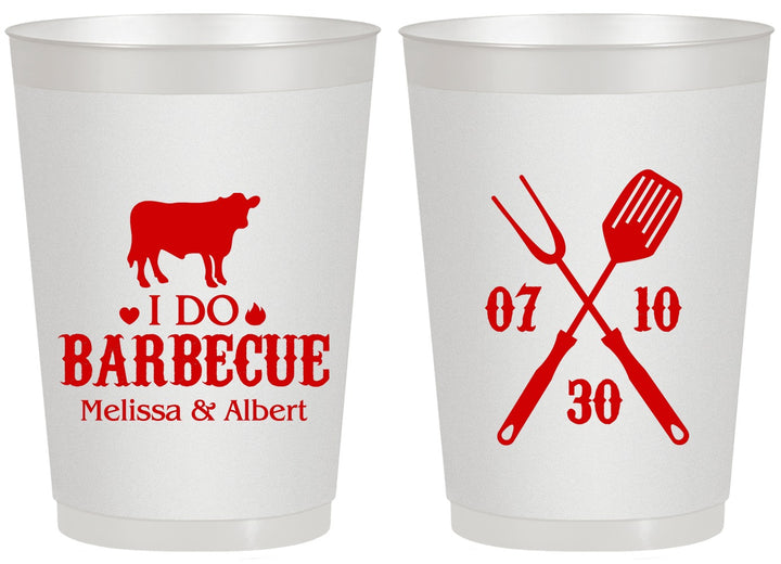 Personalized Wedding 20 oz Frosted Cups - I Do Barbecue Bbq | 433