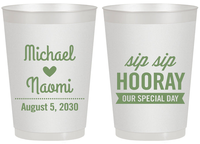 Personalized Wedding 20 oz Frosted Cups - Sip Sip Hooray | 437