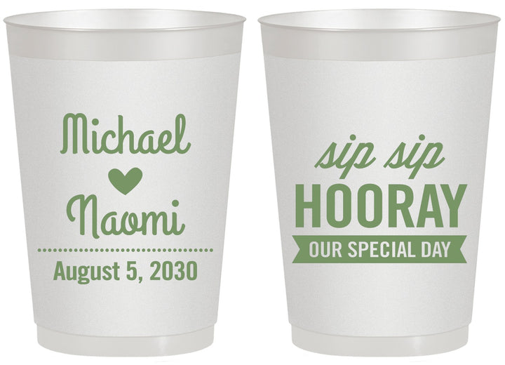 Personalized Wedding 20 oz Frosted Cups - Sip Sip Hooray | 437