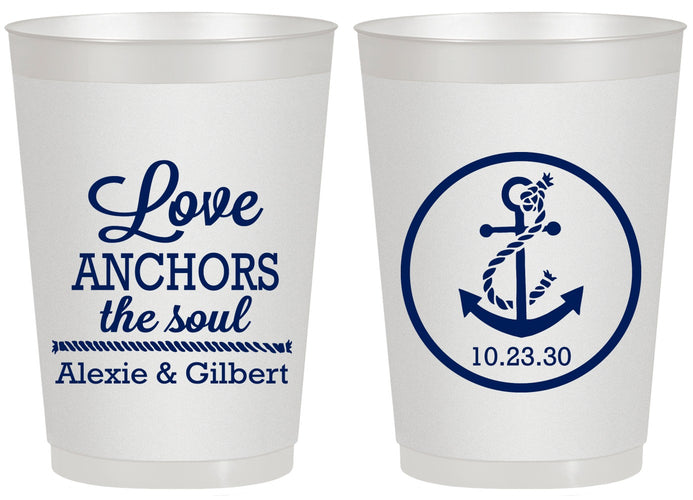 Personalized Wedding 20 oz Frosted Cups - Love Anchors The Soul | 440