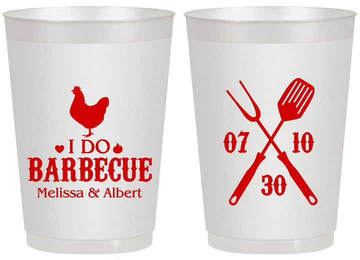 Personalized Wedding 20 oz Frosted Cups - I Do Barbecue Bbq | 445